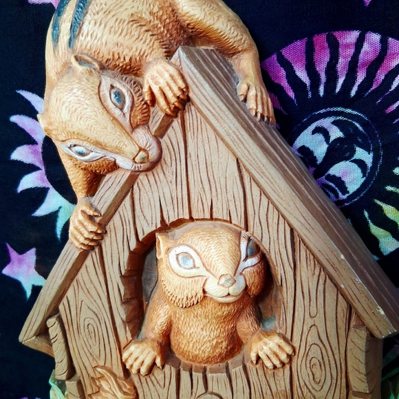 Vintage Homco Wall Hangings Woodland Chipmunk And Raccoon 1977 Dart Plastic - Picture 7 of 16